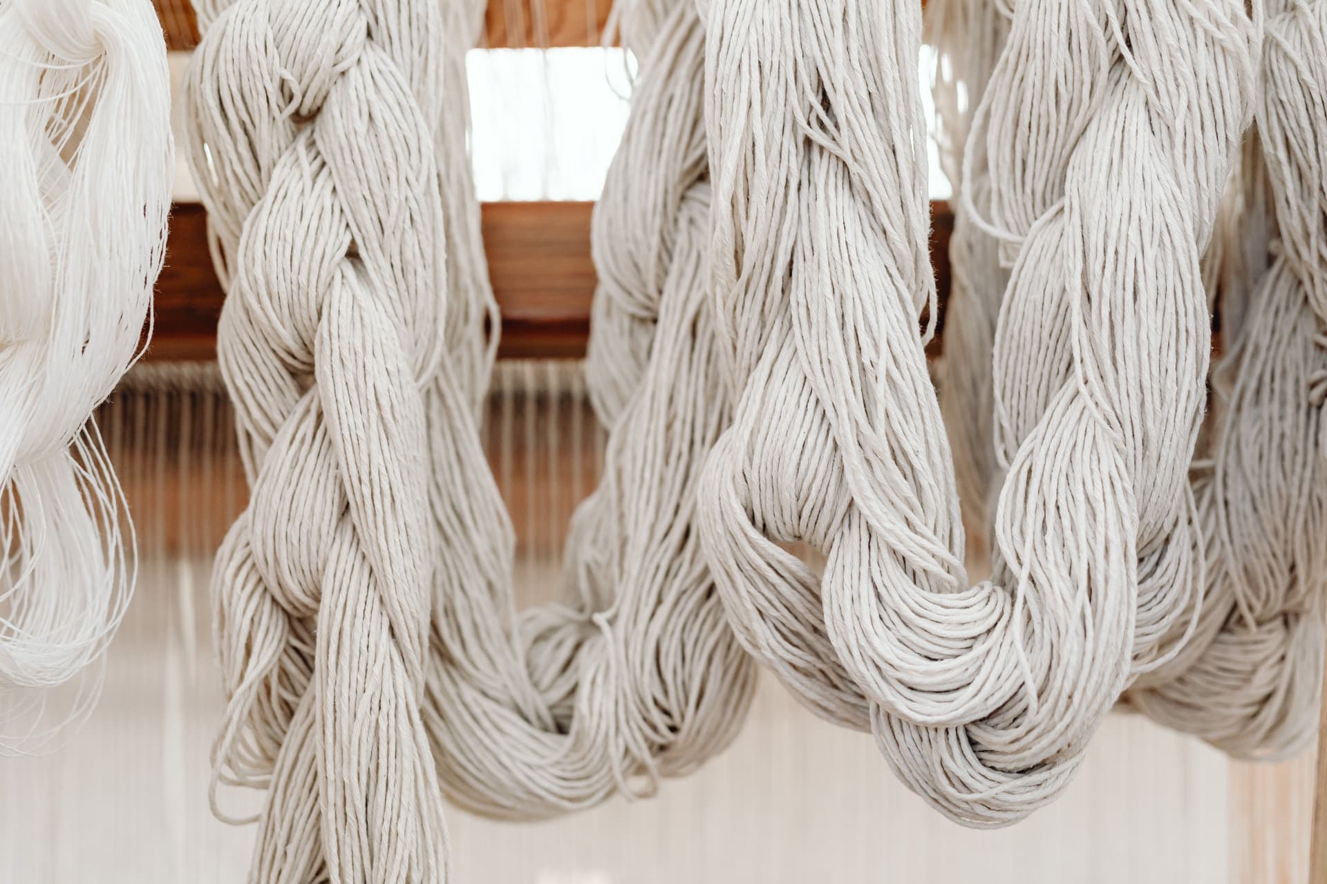Hanging fine Indian cotton skeins